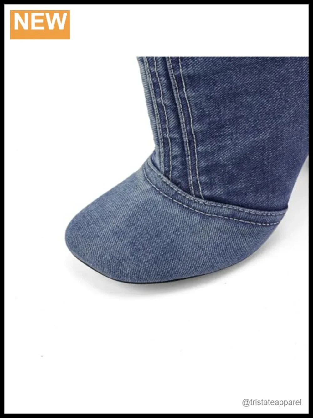 Women's Denim Ankle Booties High Heel Square Toe Retro Western Zip